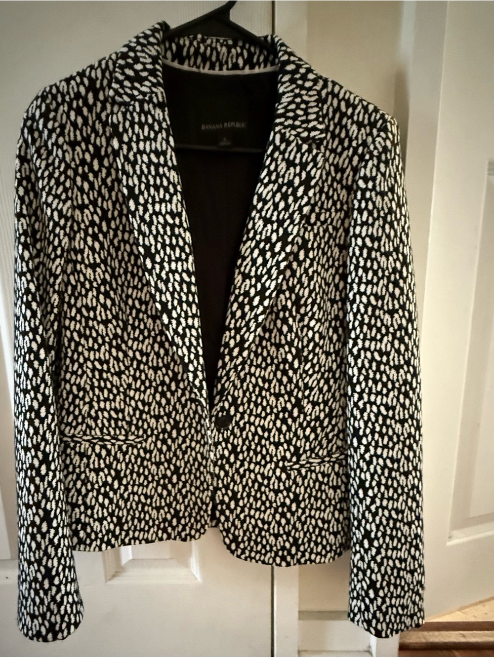 Banana Republic Black and White Textured Dot Blazer